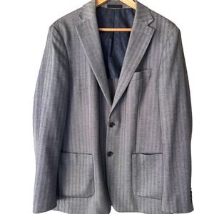 Lauren Ralph Lauren Mens Herringbone Sport Coat Grey Black Blazer 40L RN90736